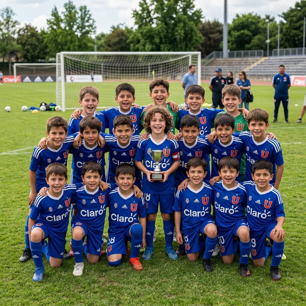 Equipo Sub-8 Universidad de Chile con trofeo