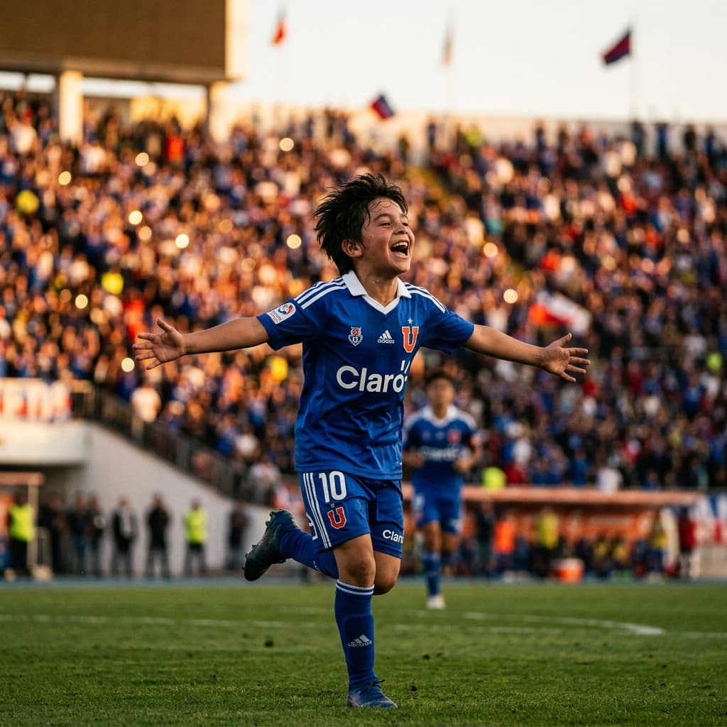 Fran Jr celebrando un gol con Universidad de Chile